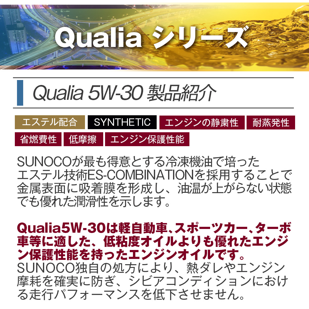 SUNOCO エンジンオイル Qualia (クオリア) 5W-30 20Lペール缶 法人様専用 : qualia5w30-20l :  ライトコレクション - 通販 - Yahoo!ショッピング