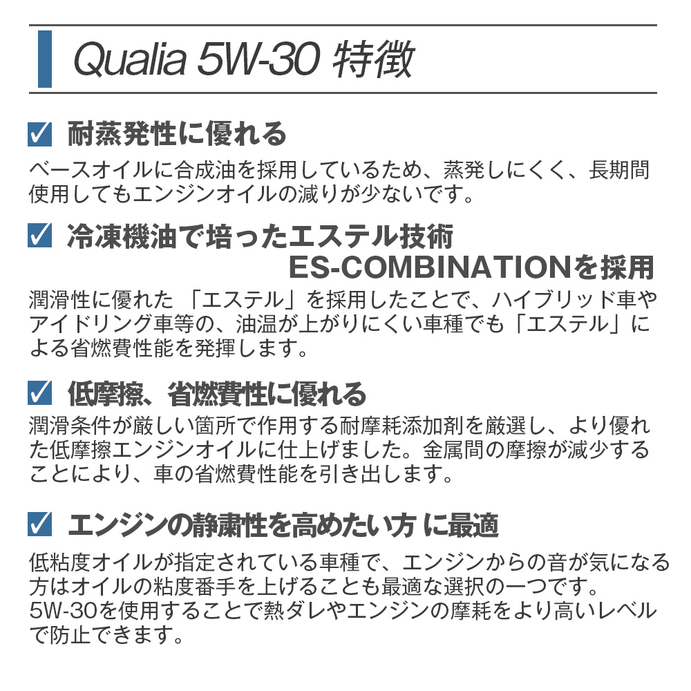 SUNOCO エンジンオイル Qualia (クオリア) 5W-30 20Lペール缶 法人様