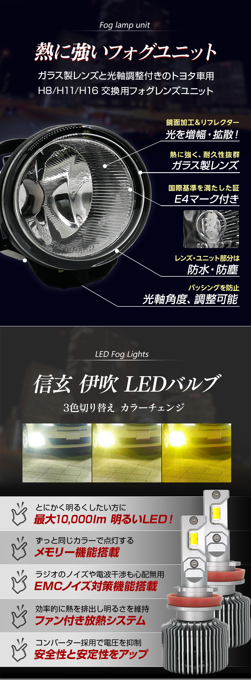 熱に強いフォグユニット