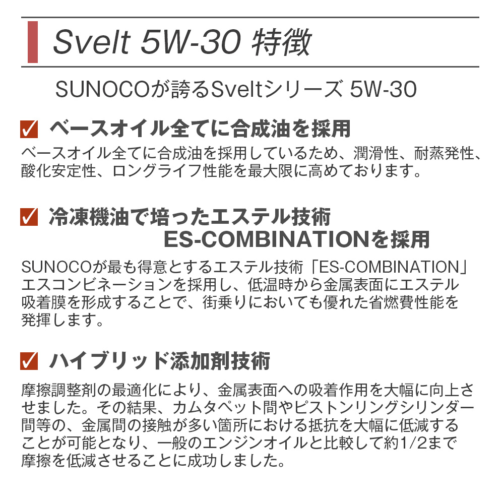 日本サン石油 SUNOCO エンジンオイル Svelt (スヴェルト) 5W-30