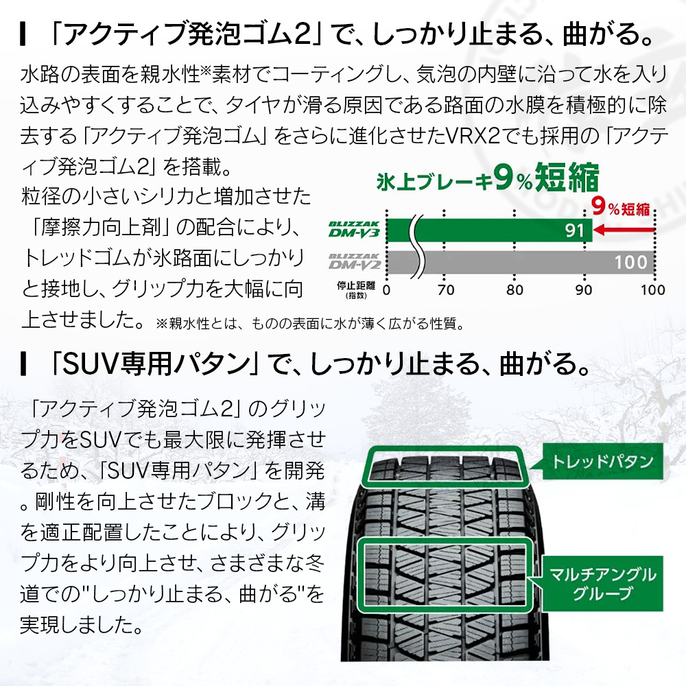 BRIDGESTONE ブリヂストン BLIZZAK DM-V3 175/80R16 スタッドレス 冬 タイヤ 4本セット 法人様専用の画像