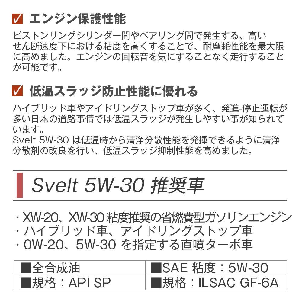 SUNOCO  エンジンオイル Svelt (スヴェルト) 5W-30  20Lペール缶 法人様専用｜l-c2｜04