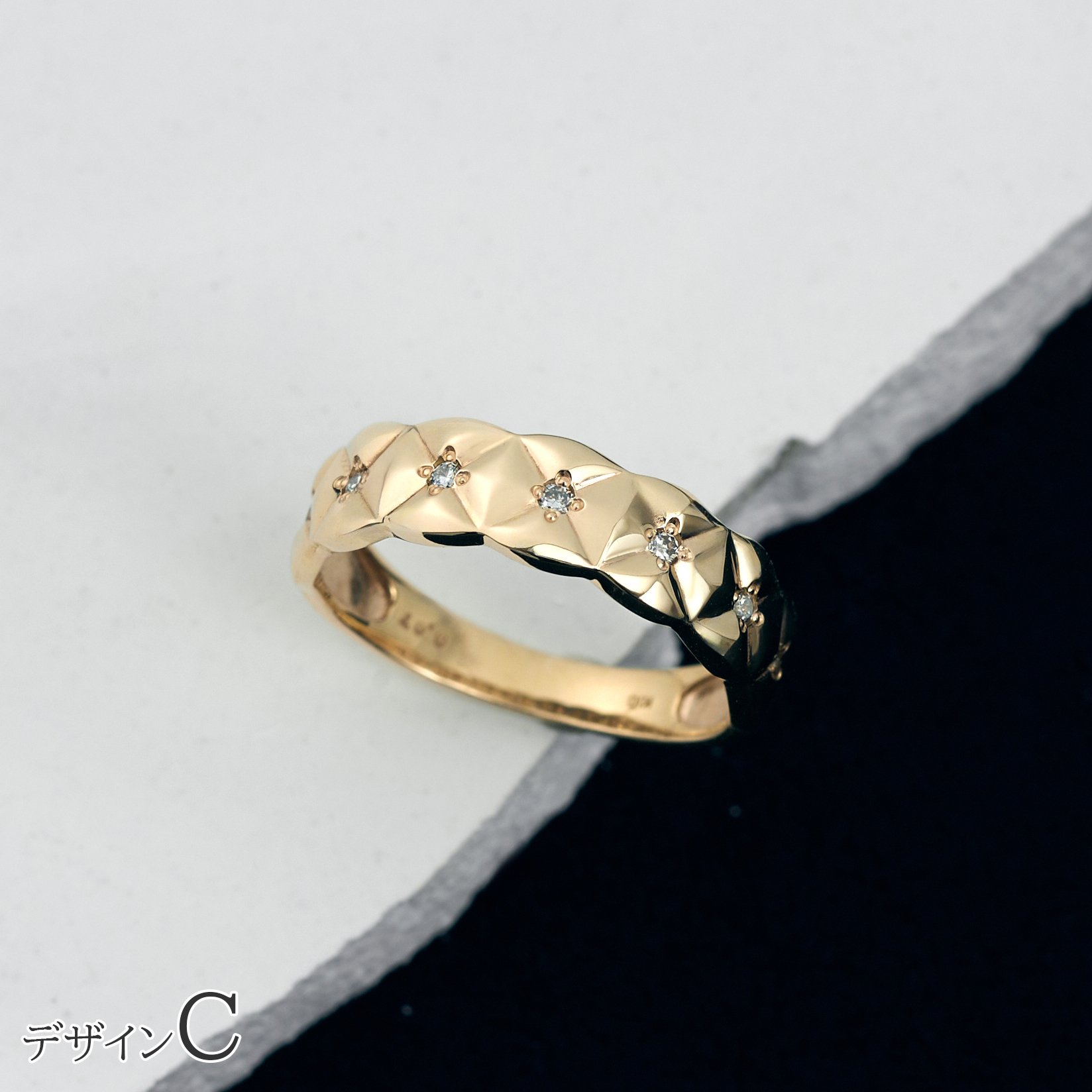指輪 リング レディース ダイヤモンド K10 10金 キルティング ゴージャス 太 プレゼント 彼女 L&Co.（エルアンドコー）の画像