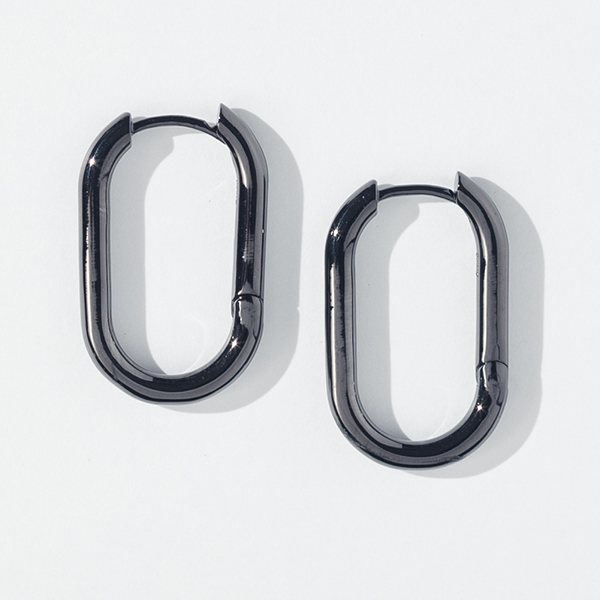 ピアス メンズ レディース フープ 楕円形 両耳 中折れ シルバー SV925 シンプル ユニセックス L&Co.（エルアンドコー）