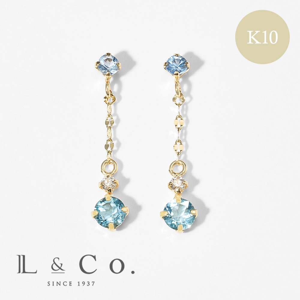 Jewel closet by L&Co. ピアス K10 ブルークォーツ スタッド 揺れる 