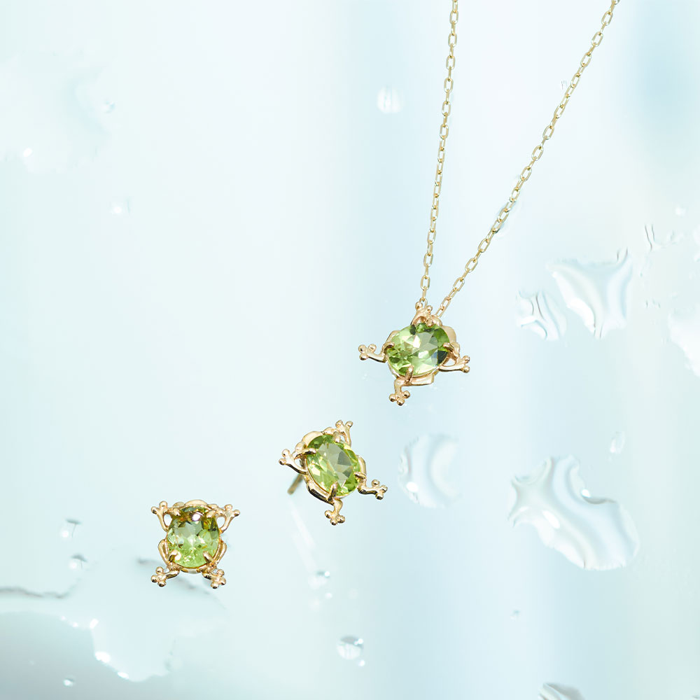 Jewel closet by L&Co. ピアス K10 カエル ペリドット カラー