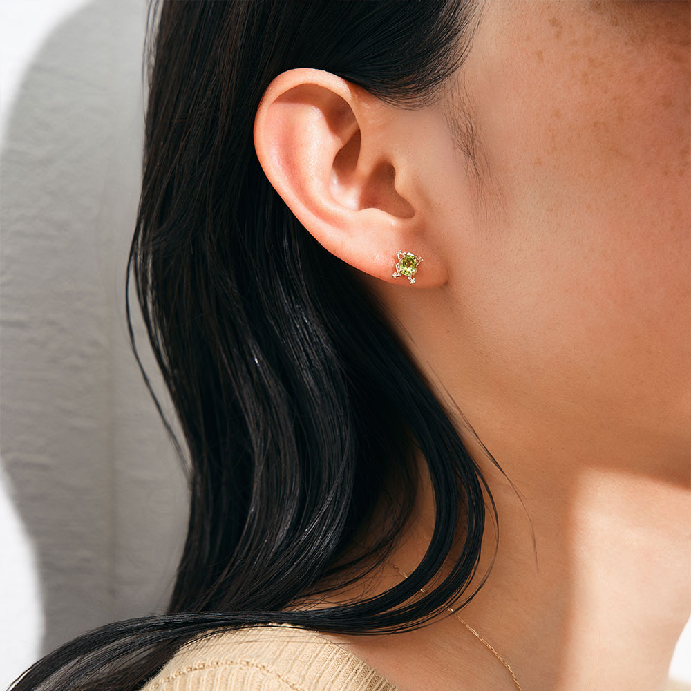 カエルピアスオーダー Jewel closet by L&Co. ピアス K10 カエル ペリドット カラー