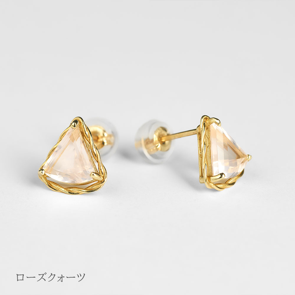 ピアス K10 和柄 青海波 カラーストーン 10金 イエローゴールド シンプル 波 扇 両耳用 プレゼント L&Co.（エルアンドコー）の画像