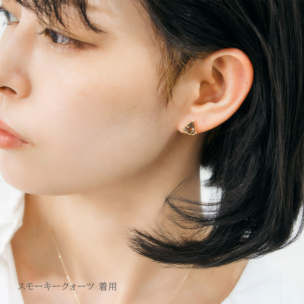 ピアス K10 和柄 青海波 カラーストーン 10金 イエローゴールド シンプル 波 扇 両耳用 プレゼント L&Co.（エルアンドコー）の画像
