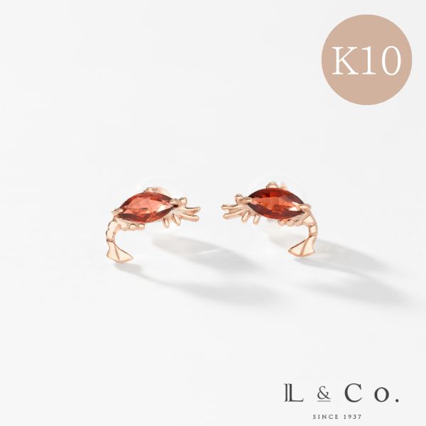 Jewel closet by L&Co. ピアス K10 PG ピンクゴールド カラーストーン