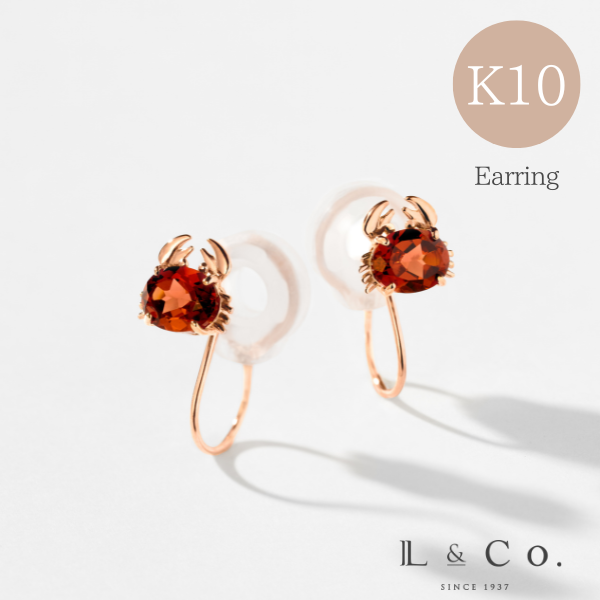 L&Co. K10 カニ ピアス PG ガーネット Jewel closet by L&Co. イヤリング K10 PG ピンクゴールド カラー