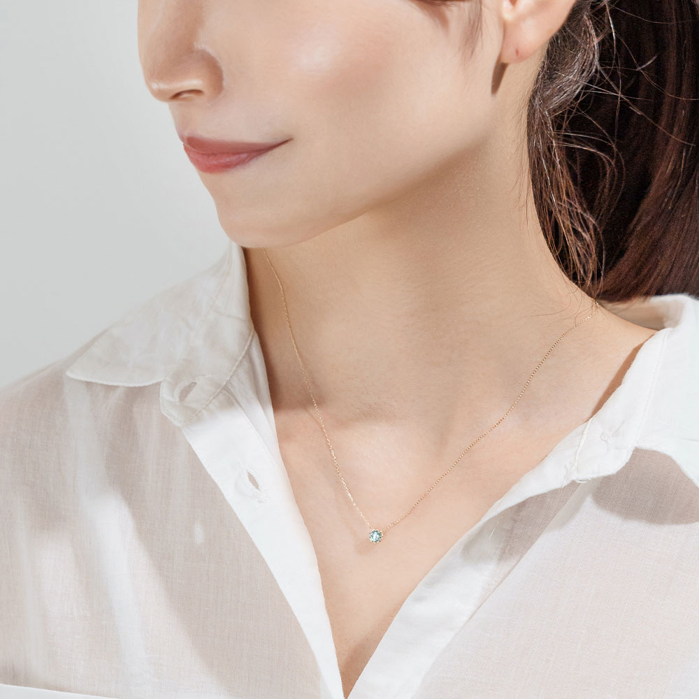 Jewel closet by L&Co. ネックレス K10 ジルコン ブルー カラー