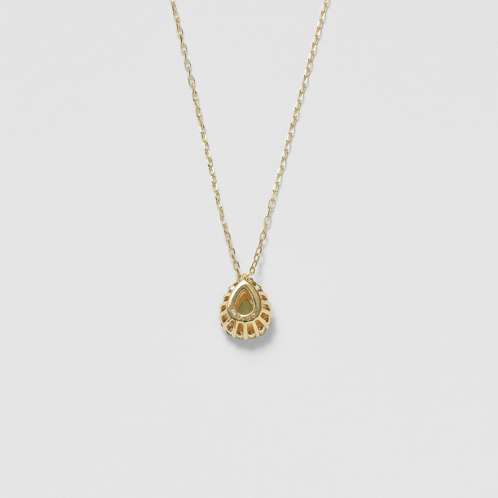 ネックレス K10 ミントグリーンガーネット ダイヤモンド0.07ct 10金 イエローゴールド 華やか キラキラ 黄緑 40cm プレゼント L&Co. エルアンドコーの画像