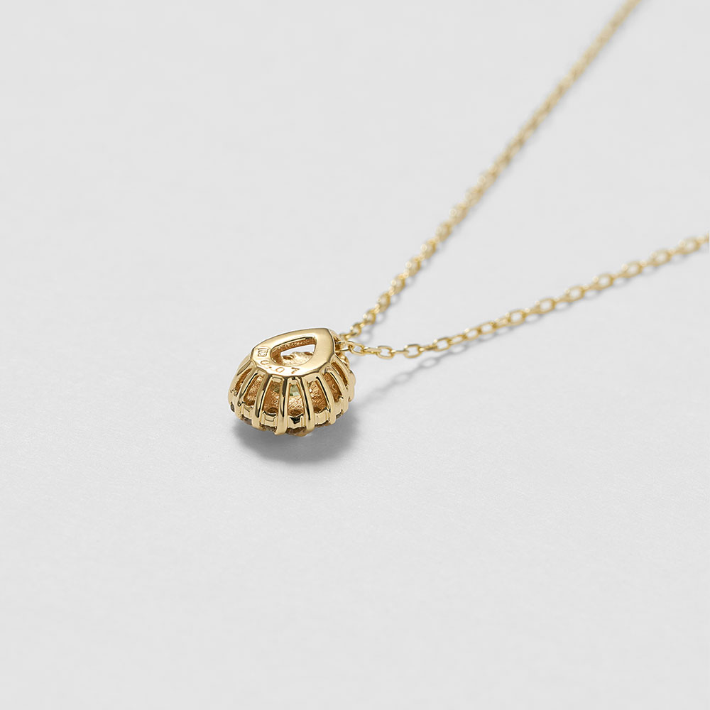 ネックレス K10 ミントグリーンガーネット ダイヤモンド0.07ct 10金 イエローゴールド 華やか キラキラ 黄緑 40cm プレゼント L&Co. エルアンドコーの画像