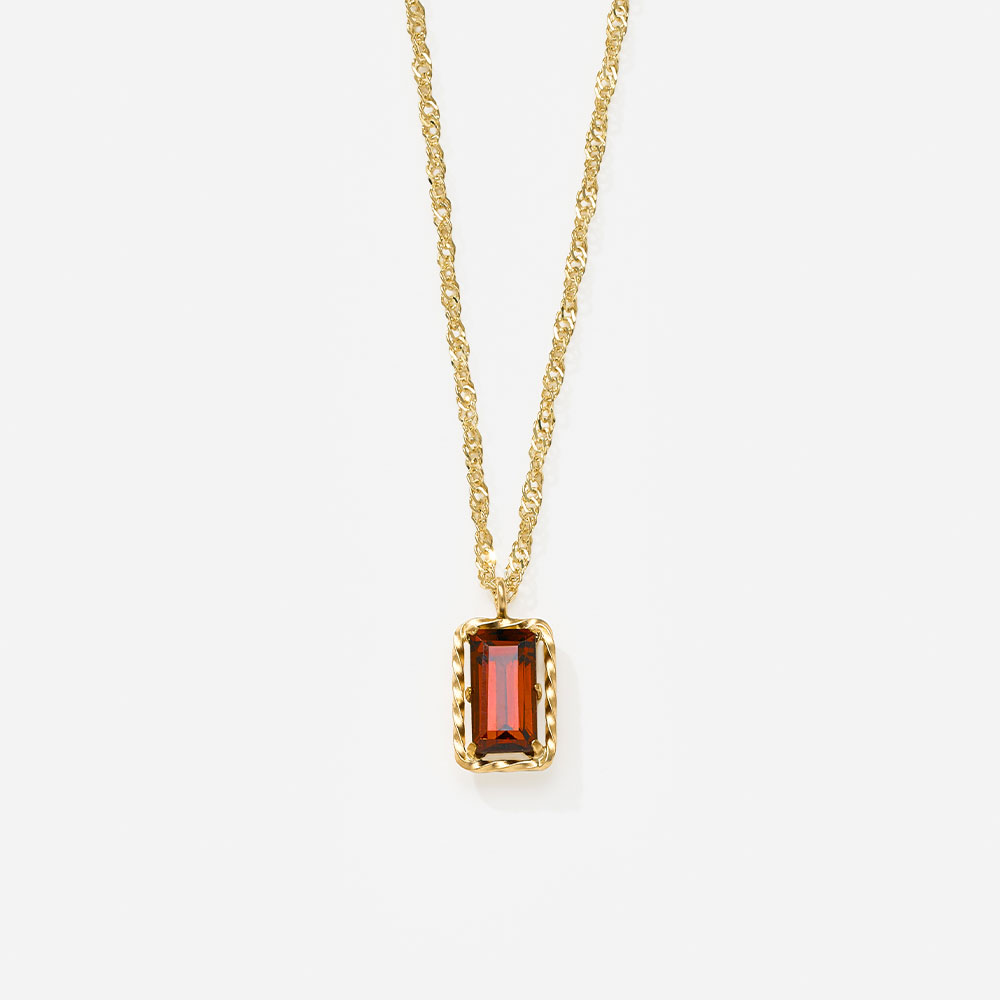 ネックレス K10 イエローゴールド ガーネット 四角 宝石 小さめ オフィスカジュアル 赤 レッド 色石 L&Co.（エルアンドコー）の画像