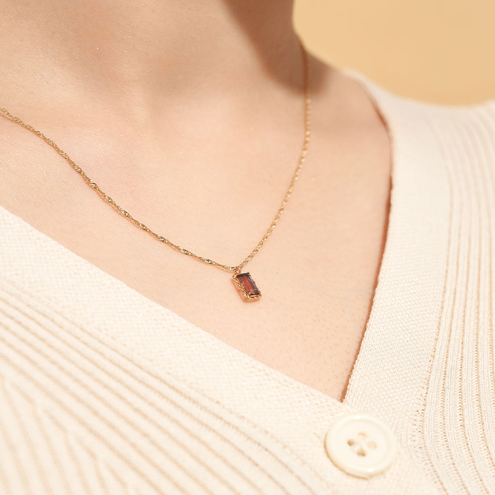 ネックレス K10 イエローゴールド アメジスト 四角 宝石 小さめ オフィスカジュアル 紫 パープル 色石 L&Co.（エルアンドコー） | Jewel closet by L&Co. | 04