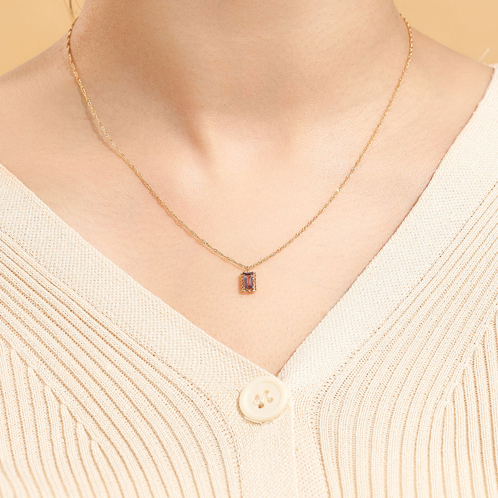 ネックレス K10 イエローゴールド アメジスト 四角 宝石 小さめ オフィスカジュアル 紫 パープル 色石 L&Co.（エルアンドコー） | Jewel closet by L&Co. | 05