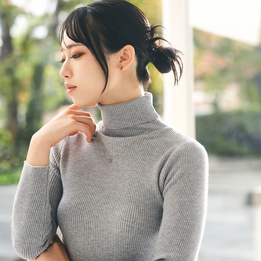 ネックレス K10 イエローゴールド アメジスト 四角 宝石 小さめ オフィスカジュアル 紫 パープル 色石 L&Co.（エルアンドコー） | Jewel closet by L&Co. | 08