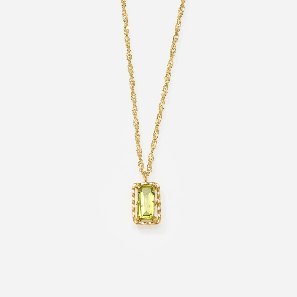 ネックレス K10 イエローゴールド ペリドット 四角 宝石 小さめ オフィスカジュアル 緑 黄緑 色石 L&Co.（エルアンドコー）の画像