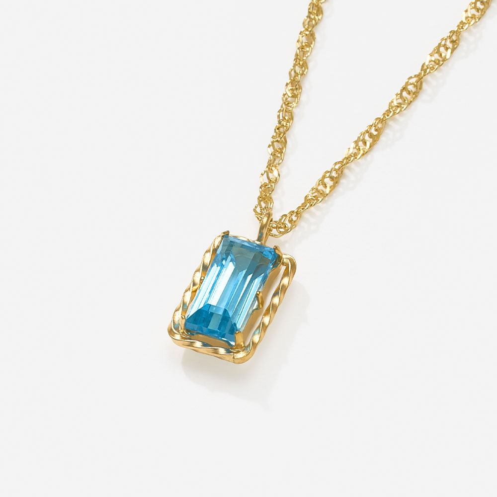 ネックレス K10 イエローゴールド ブルートパーズ 四角 宝石 小さめ オフィスカジュアル 青 水色 色石 L&Co.（エルアンドコー） | Jewel closet by L&Co. | 02