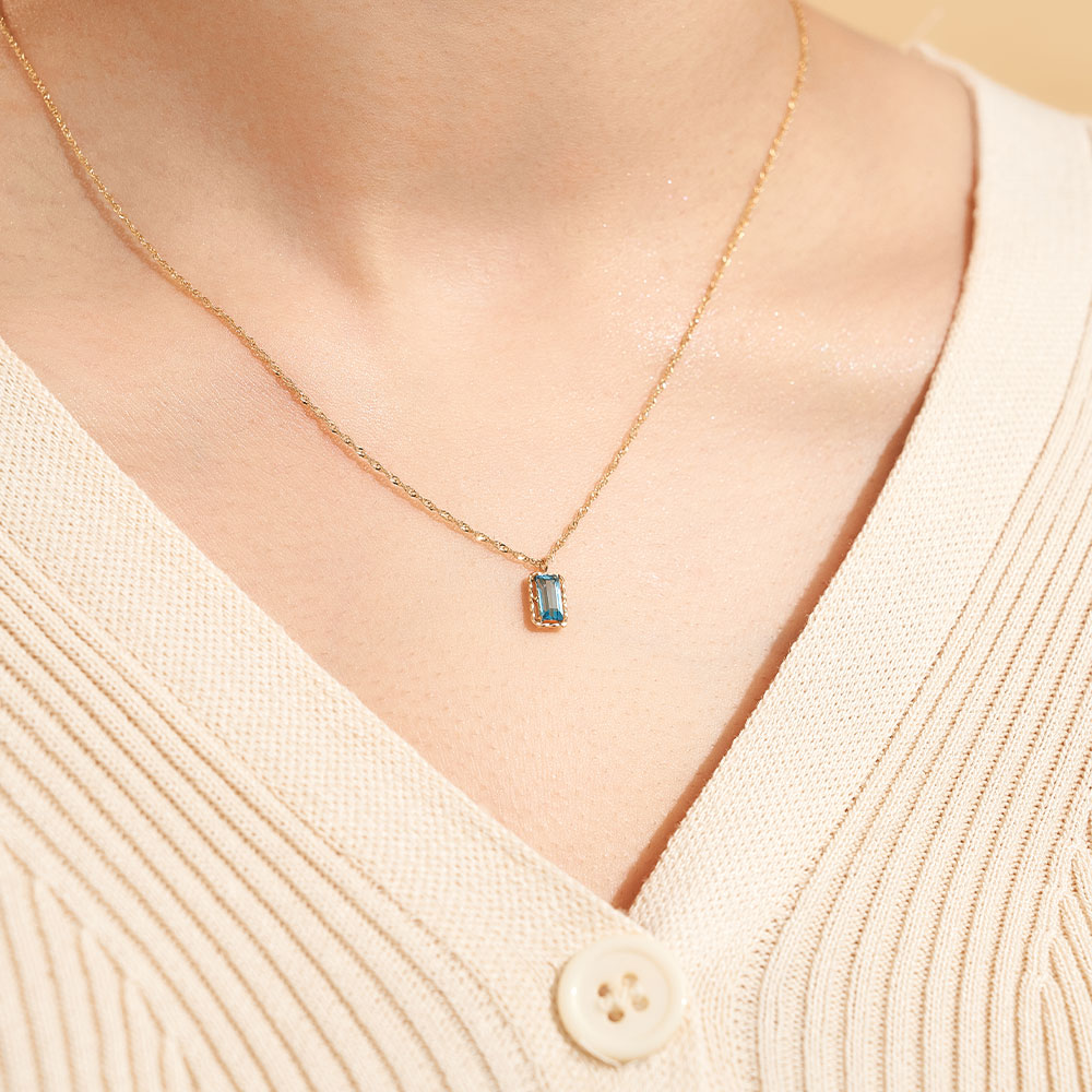 ネックレス K10 イエローゴールド ブルートパーズ 四角 宝石 小さめ オフィスカジュアル 青 水色 色石 L&Co.（エルアンドコー） | Jewel closet by L&Co. | 04