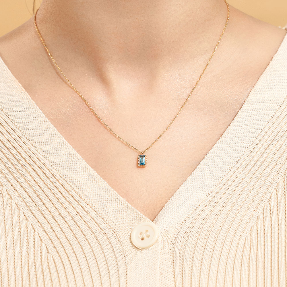 ネックレス K10 イエローゴールド ブルートパーズ 四角 宝石 小さめ オフィスカジュアル 青 水色 色石 L&Co.（エルアンドコー） | Jewel closet by L&Co. | 05