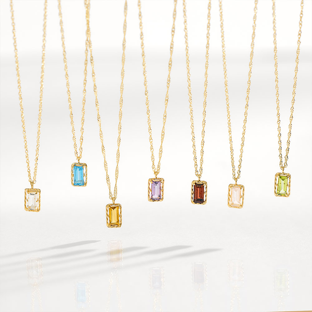 ネックレス K10 イエローゴールド ブルートパーズ 四角 宝石 小さめ オフィスカジュアル 青 水色 色石 L&Co.（エルアンドコー） | Jewel closet by L&Co. | 09