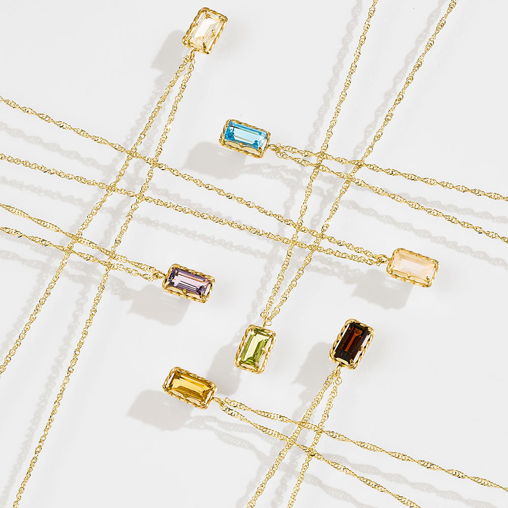 ネックレス K10 イエローゴールド ブルートパーズ 四角 宝石 小さめ オフィスカジュアル 青 水色 色石 L&Co.（エルアンドコー） | Jewel closet by L&Co. | 10