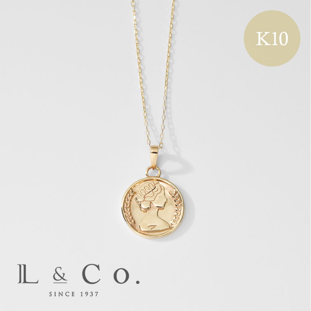ネックレス K10 10金 イエローゴールド 地金 シンプル コインネックレス コイン ペンダント プレゼント L&Co.（エルアンドコー）