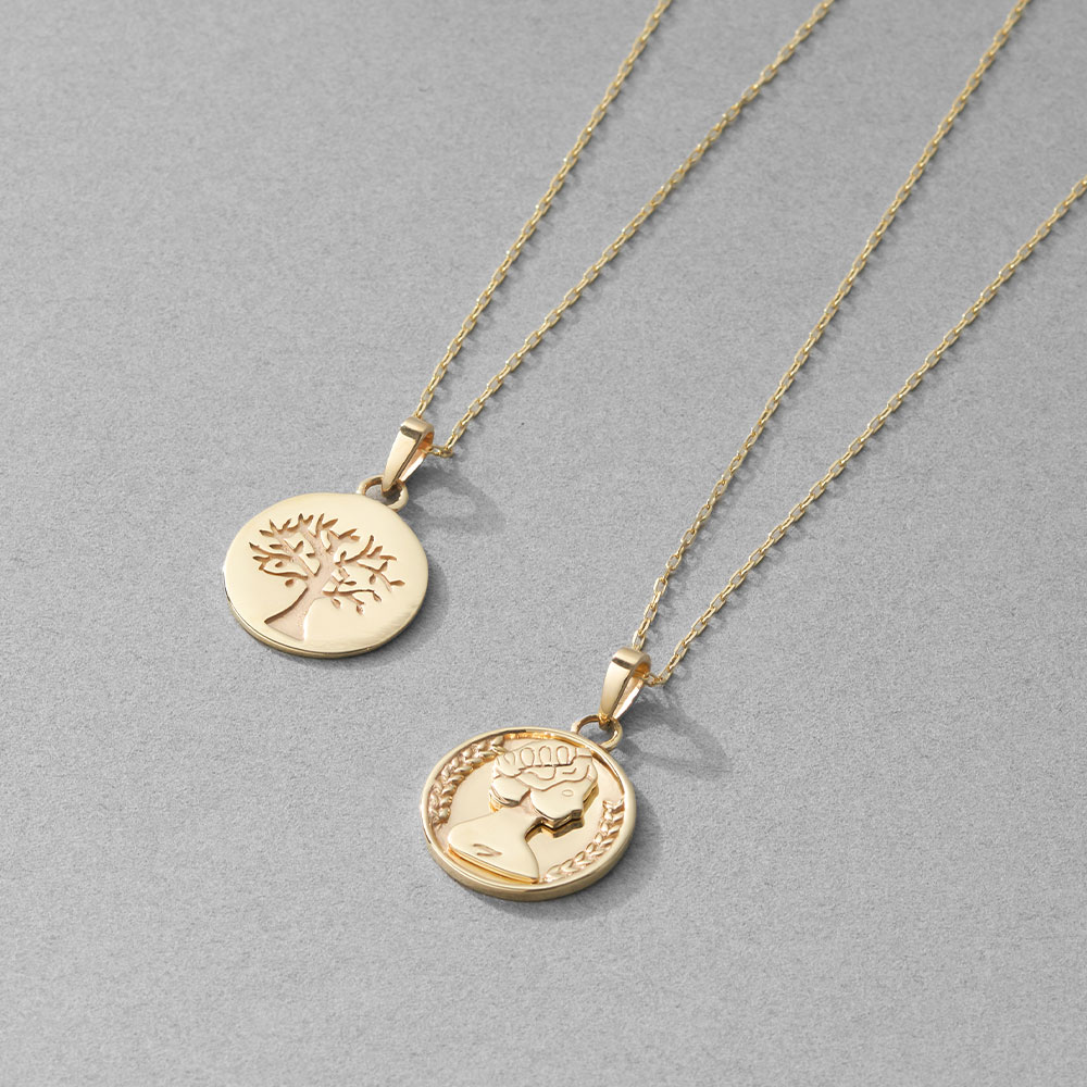 ネックレス K10 10金 イエローゴールド 地金 シンプル コインネックレス コイン ペンダント プレゼント L&Co.（エルアンドコー）の画像