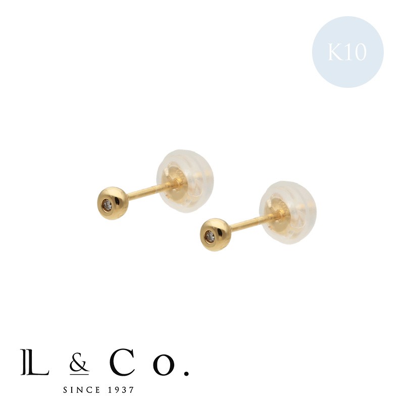 ピアス レディース ダイヤモンド 0.005ct シンプル K10 10金 スタッド L&Co.（エルアンドコー）