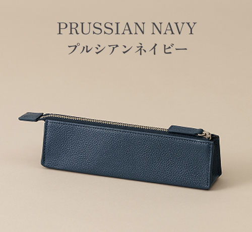 BVLGARI ブルガリ ペンケース 3本差し 筆箱 本革 レザー ネイビー LIB] 三角ペンケース 本革 オフィス 仕事用 レザー スリム 牛本革