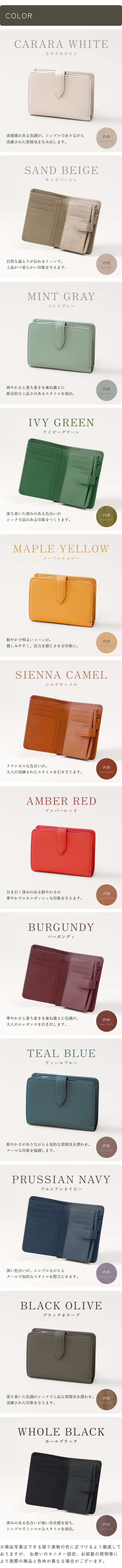 本革ベルト付き ミドルウォレットのカラーバリエーション