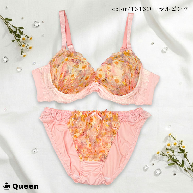 大きいサイズ ブラジャー ショーツセット レディース 下着 D85 D90 D95