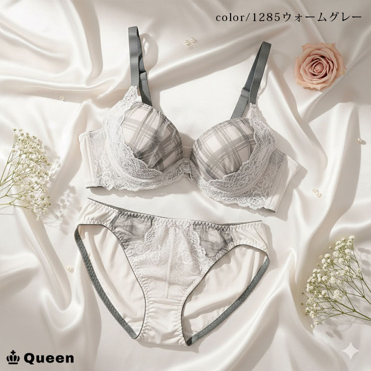   ブラジャーショーツセット XS グレー 脇高ローズレースブラジャーショーツセット 通販【ニッセン】