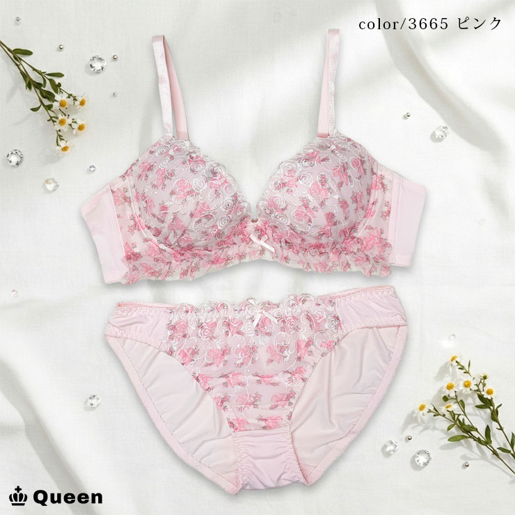 大きいサイズ ブラショーツセット レース モールドカップ 下着セット