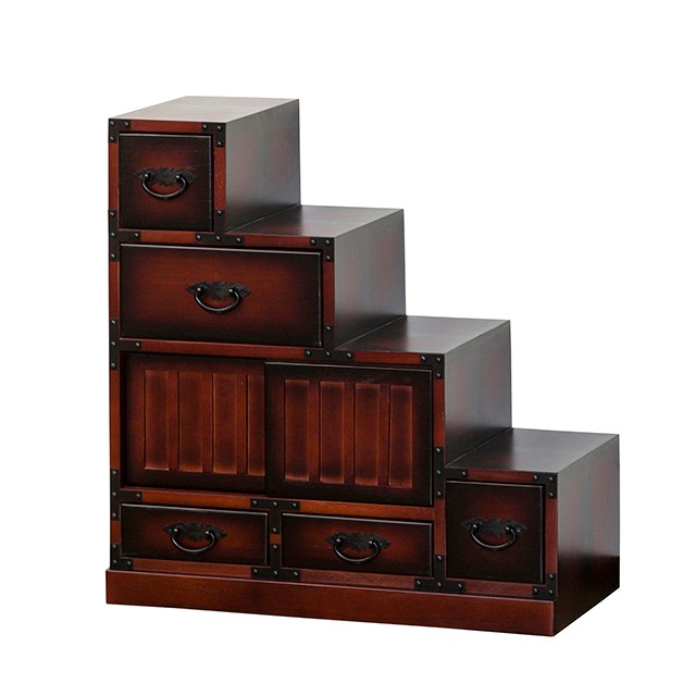 クロシオ チェスト 桐箪笥 民芸調 階段 タンス 桐たんす 木製 たんす