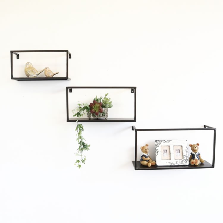 ウォールシェルフ 3個セット スクエア 壁掛け 棚 ウォールラック
