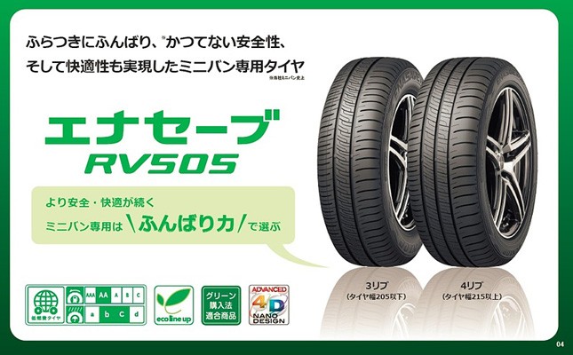 DUNLOP ENASAVE RV505 205/60R16 92H サマータイヤ ミニバン 4本セット