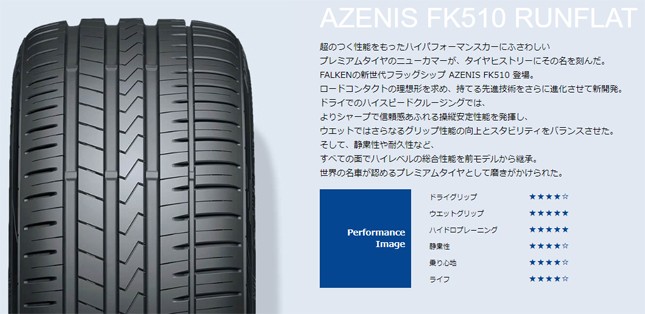 Falken Azenis Fk510 Runflat 225 45r18 95y Xl サマータイヤ ランフラット 2本セット ラバラバ 通販 Paypayモール