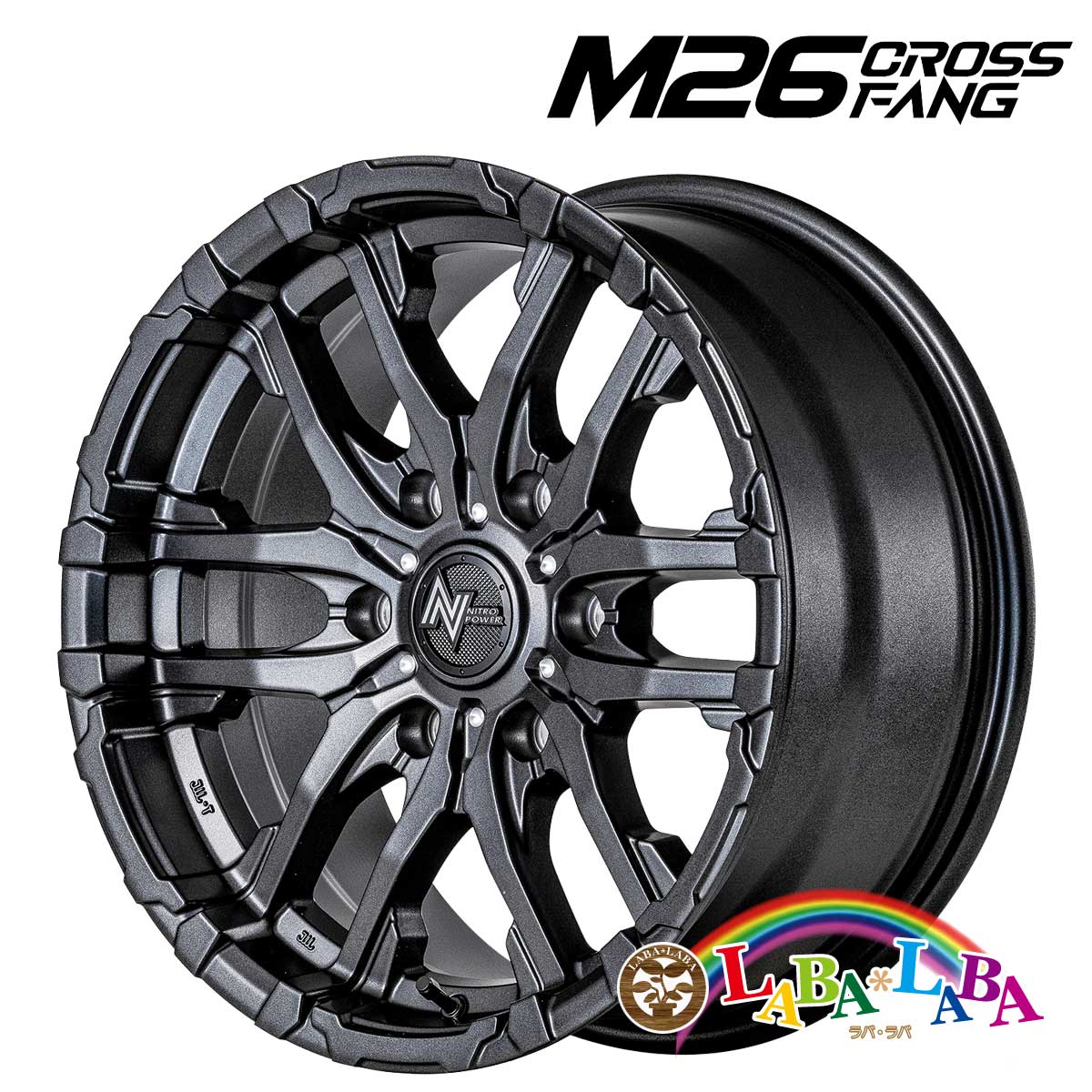 ホイール 15インチ 15×6.0J +33 PCD139 6穴 MID NITRO POWER M26 CROSSFANG 4本セット (1560 +33 139-6H)｜laba-laba