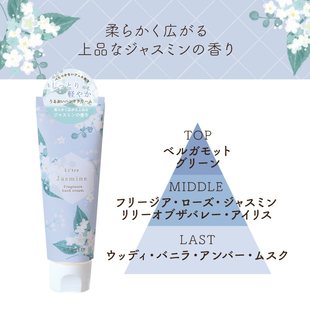 リトリ／ジャスミン　ハンドクリーム《ギフト/肌荒れ/ハンドケア/コスメ/香る/バレンタインデー/ホワイトデー/母の日/花柄/おしゃれ/大人/かわいい/可愛い》【ラボクリップ】