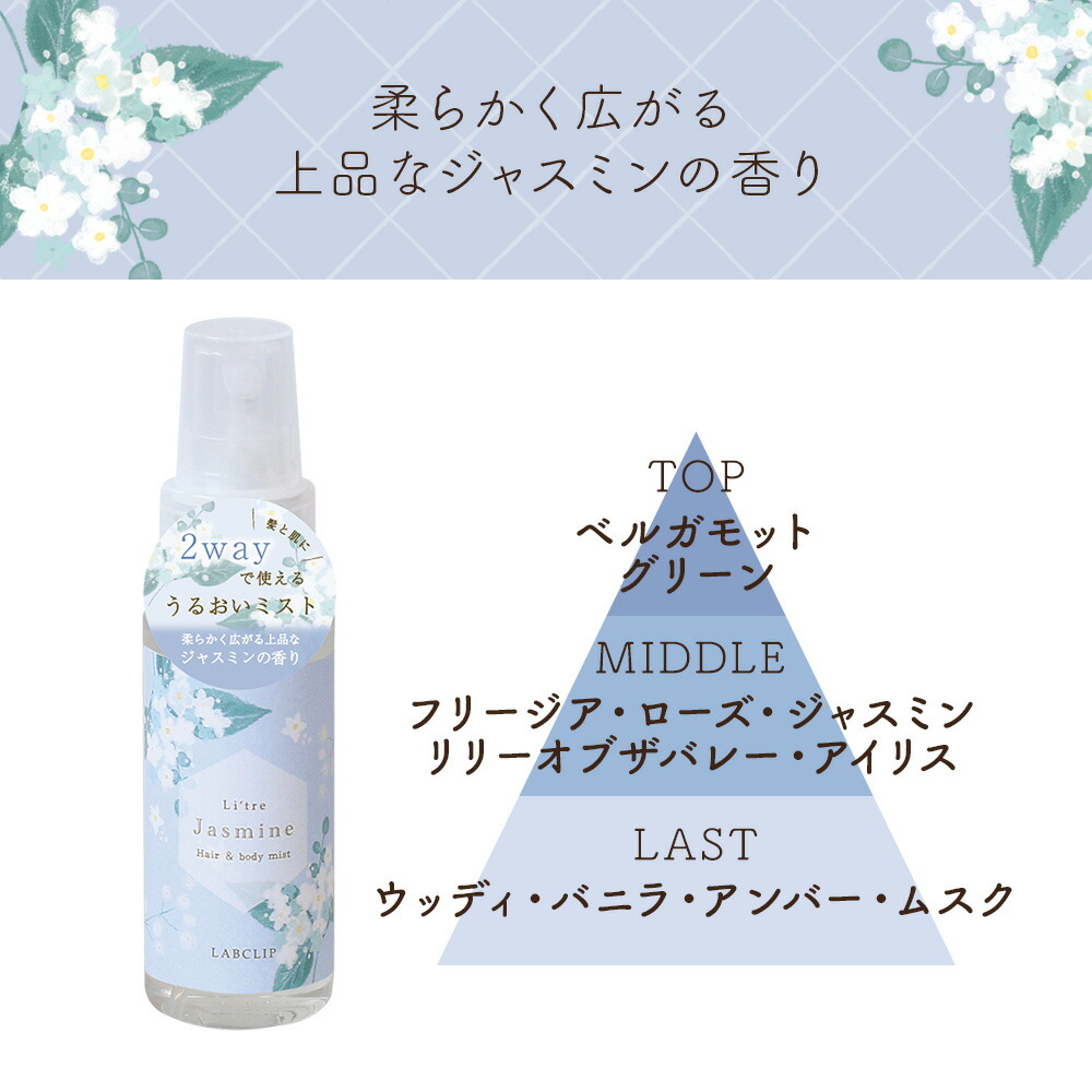 リトリ／ジャスミン　ヘア＆ボディミスト《ギフト/コスメ/フレグランス/母の日/バレンタインデー/ホワイトデー/花柄/おしゃれ/大人/かわいい/可愛い》【ラボクリップ】