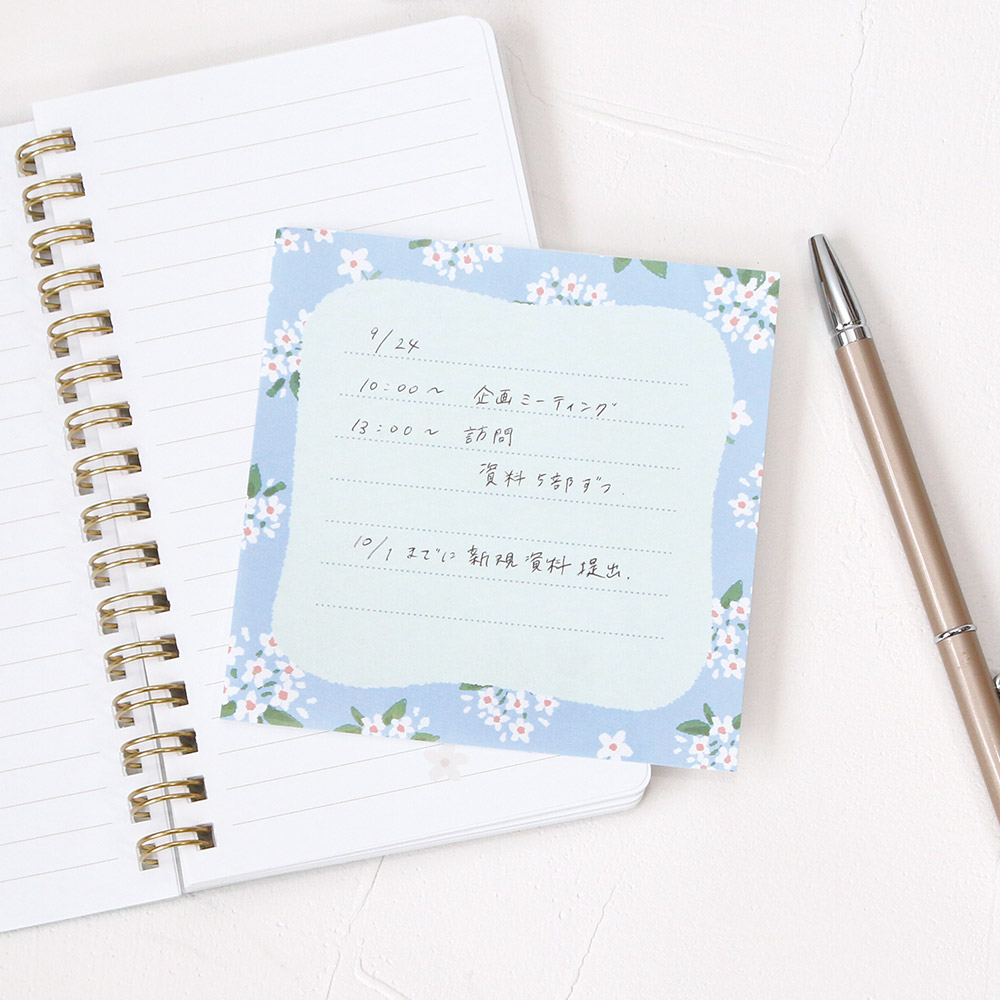 パルテール／メモ 花柄 メモ帳 伝言メモ 電話メモ おしゃれ 大人