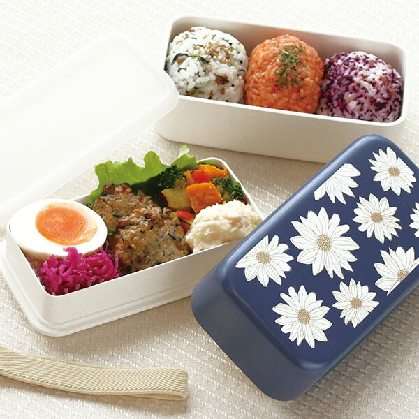 スクエアランチボックス デイジー (ピンク ネイビー) お弁当箱 ランチ