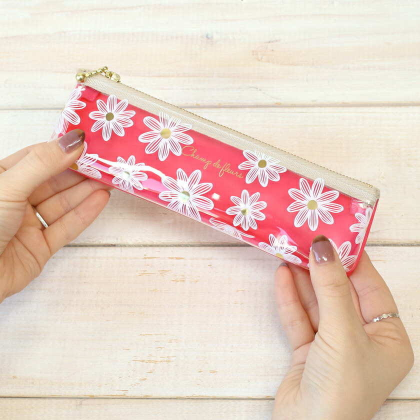 ペンケース モンシュシュ 透明ポーチ スリム コンパクト 筆箱 おしゃれ