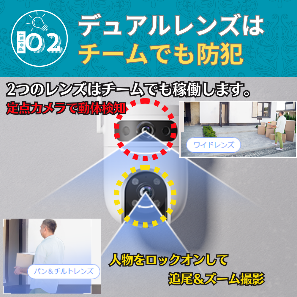 EZVIZ 防犯カメラ CS-H9c 500万画素モデル 5MPx2 屋外用 Wi-Fi