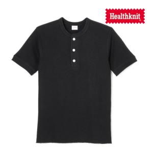 ヘルスニット Healthknit ベーシックワッフル ヘンリーネック 半袖Tシャツ Waffle ...
