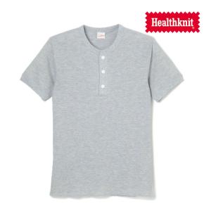 ヘルスニット Healthknit ベーシックワッフル ヘンリーネック 半袖Tシャツ Waffle ...