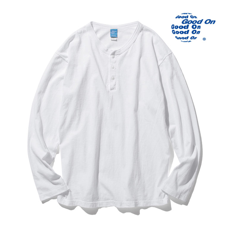 GOOD ON（グッドオン） HENLEY NECK TEE 長袖 5.5oz ロングスリーブ 